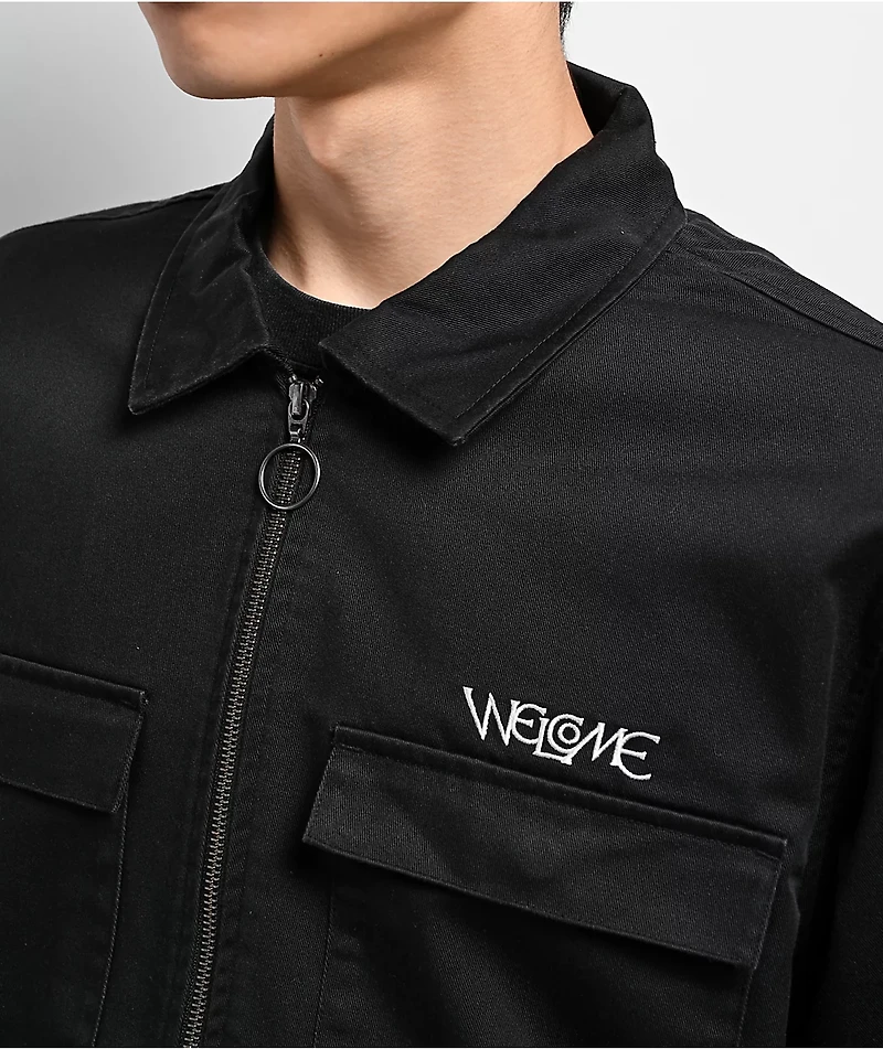 Welcome Paladin Black Long Sleeve Zip Work Shirt