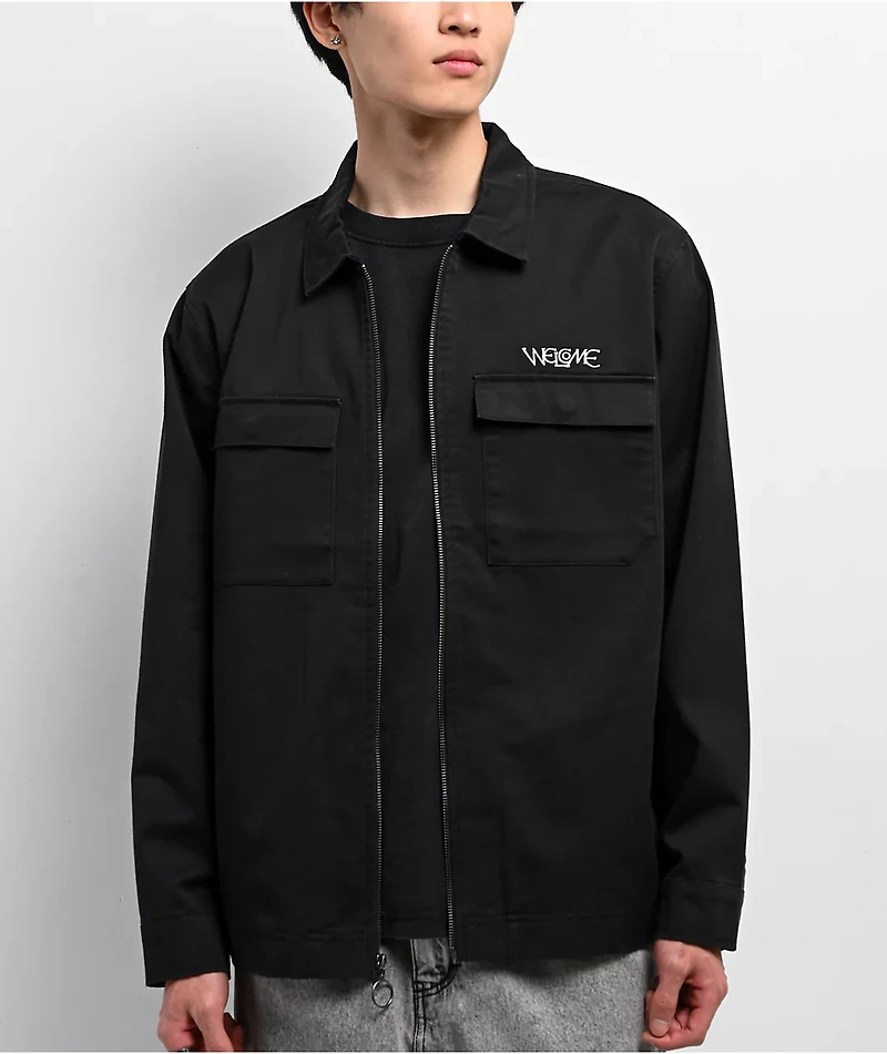 Welcome Paladin Black Long Sleeve Zip Work Shirt