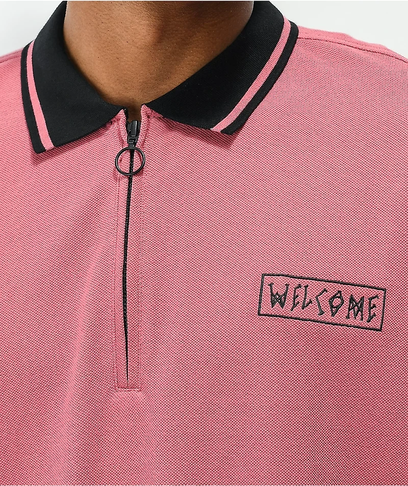 Welcome Parliament Mauve Long Sleeve Polo Shirt