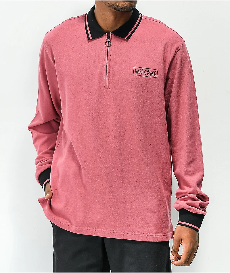 Welcome Parliament Mauve Long Sleeve Polo Shirt