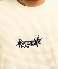Welcome Phantom Embroidered Bone Waffle Knit T-Shirt