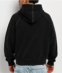 Welcome Pigment Dye Black Crop Zip Hoodie