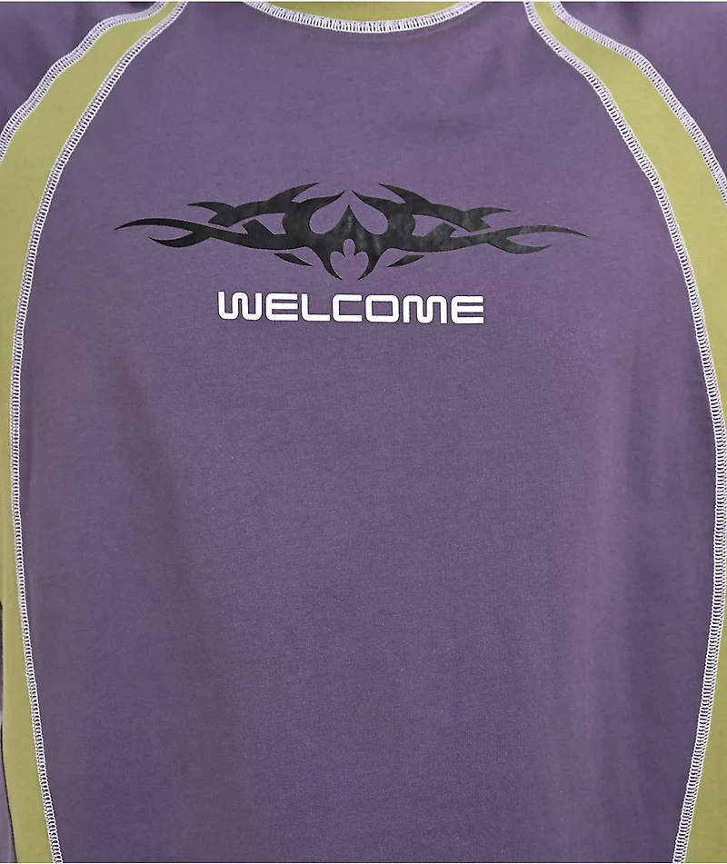 Welcome Rash Paneled Grape Boxy T-Shirt
