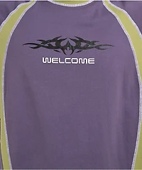 Welcome Rash Paneled Grape Boxy T-Shirt