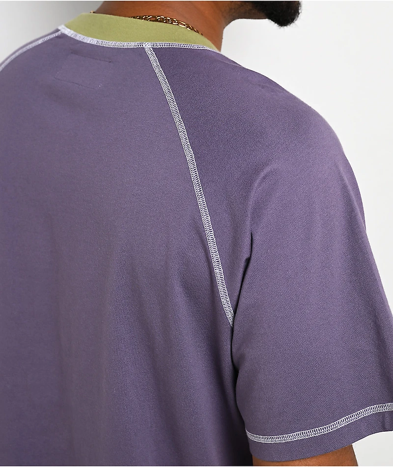 Welcome Rash Paneled Grape Boxy T-Shirt