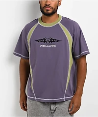 Welcome Rash Paneled Grape Boxy T-Shirt