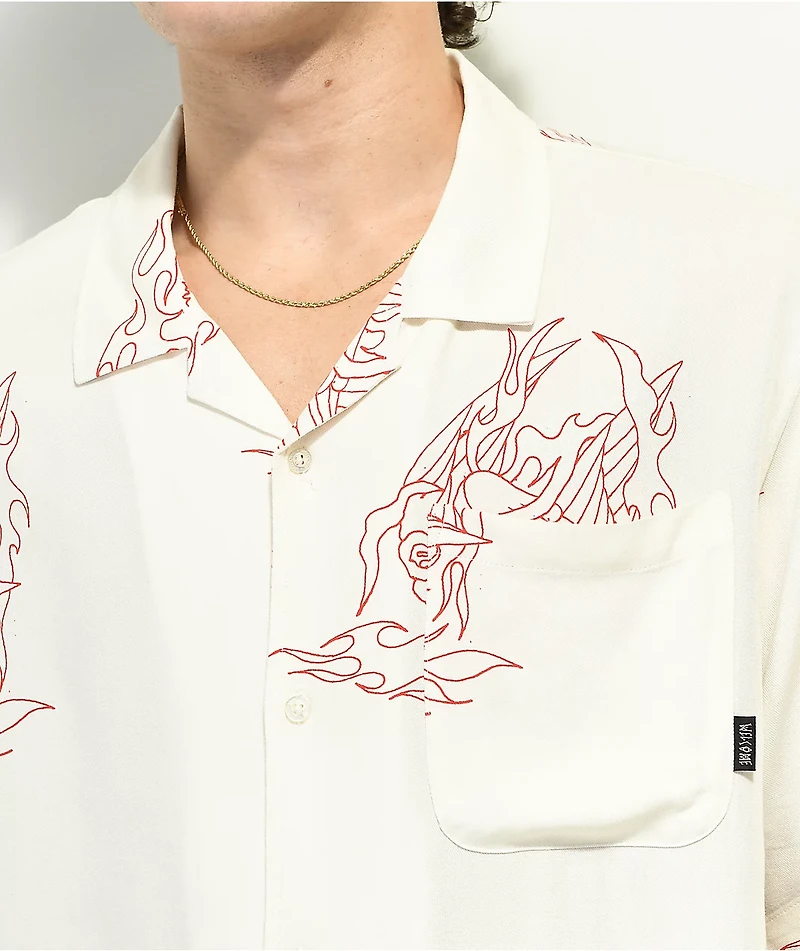 Welcome Rayder Camp White Short Sleeve Button Up Shirt