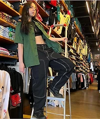 Welcome Recess Olive Corduroy Button Up Shirt