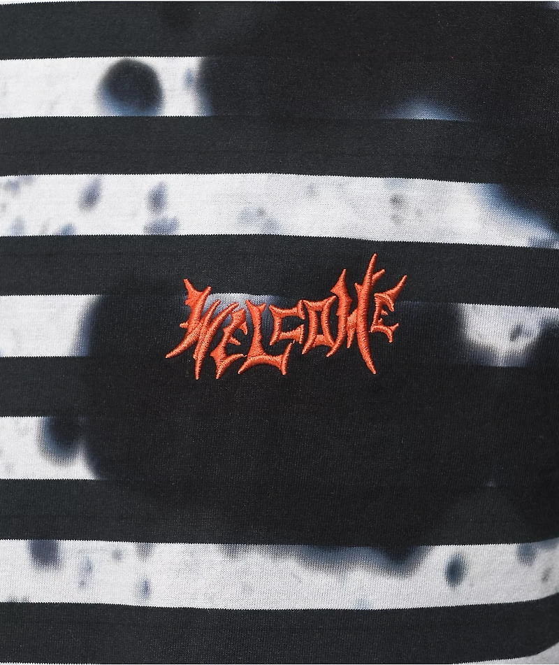 Welcome Relic Black & White Tie Dye Striped T-Shirt
