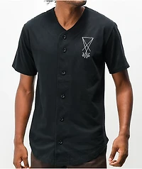 Welcome Scrawl Black Baseball Jersey