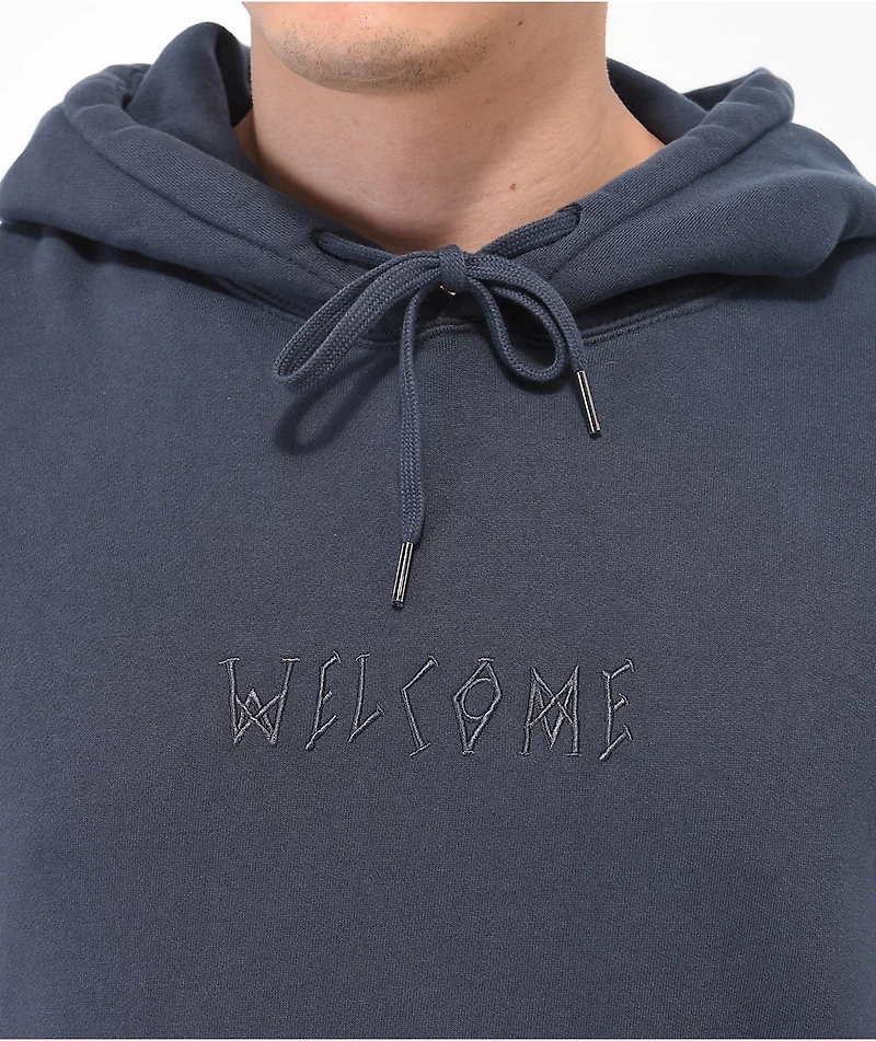 Welcome Scrawl Black Garment Dye Hoodie