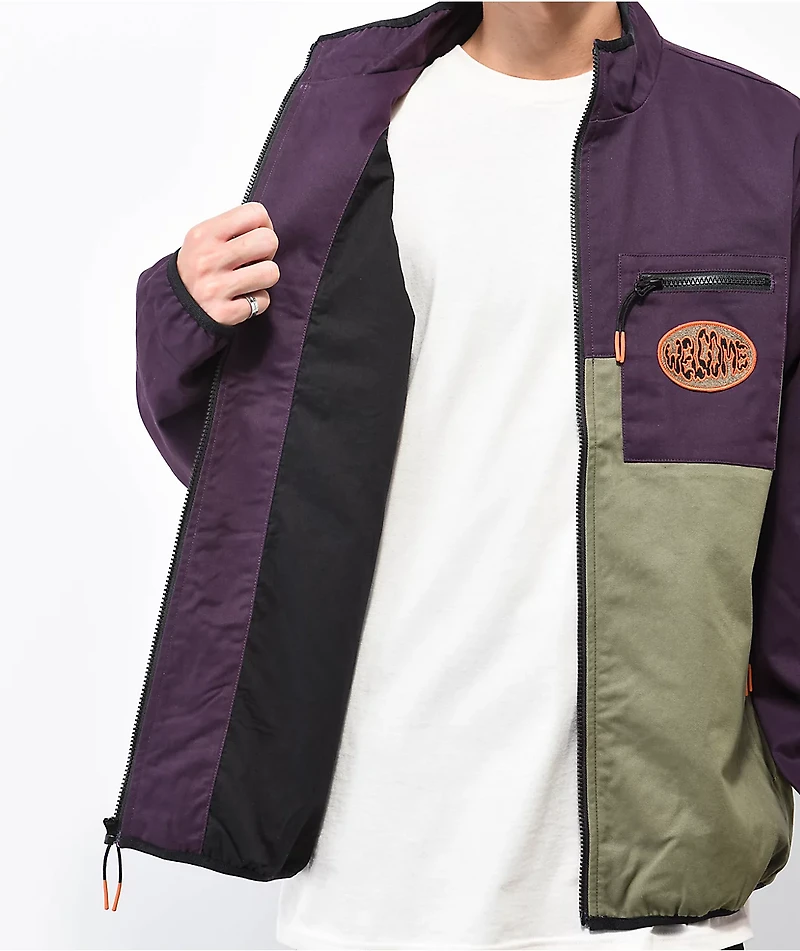 Welcome Seeker Purple & Brown Zip Jacket