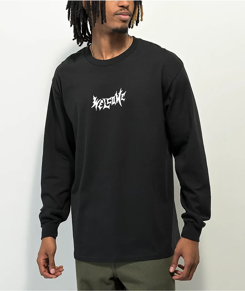 Welcome Sloth Black Long Sleeve T-Shirt