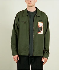 Welcome Smite Olive Long Sleeve Zip Work Shirt
