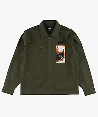 Welcome Smite Olive Long Sleeve Zip Work Shirt