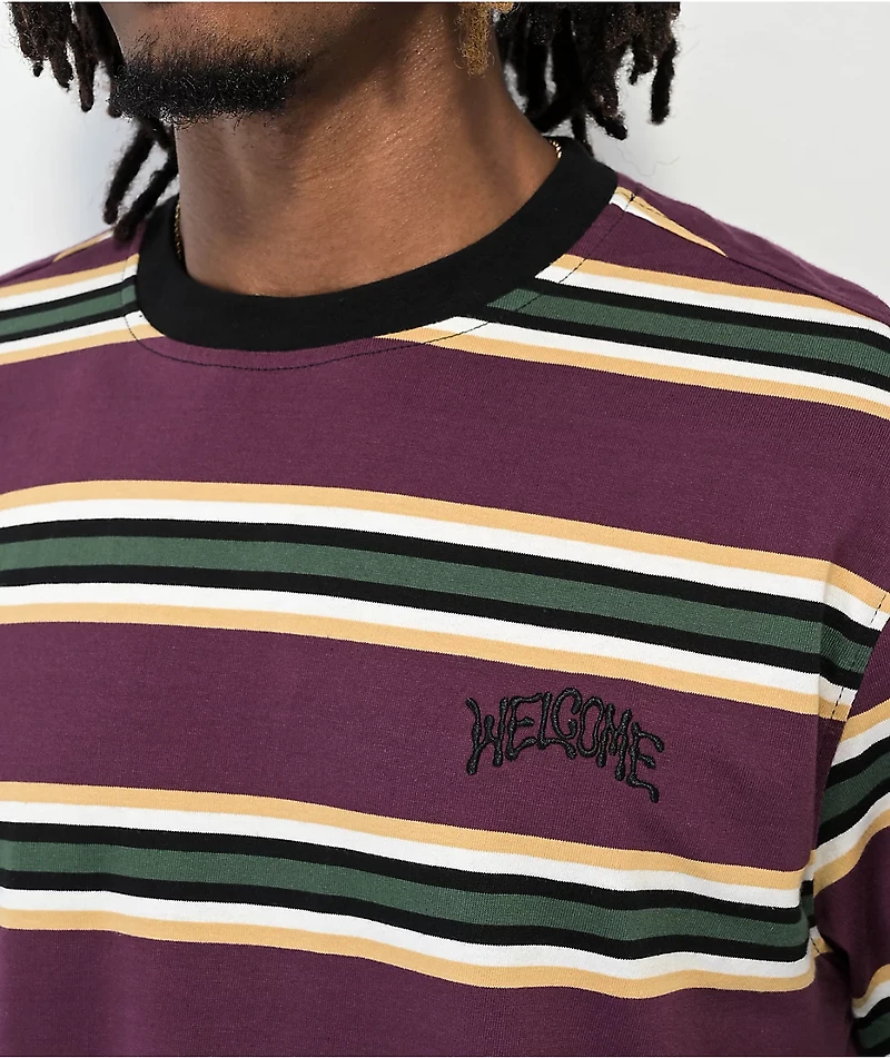 Welcome Thelema Dark Purple Stripe Long Sleeve T-Shirt
