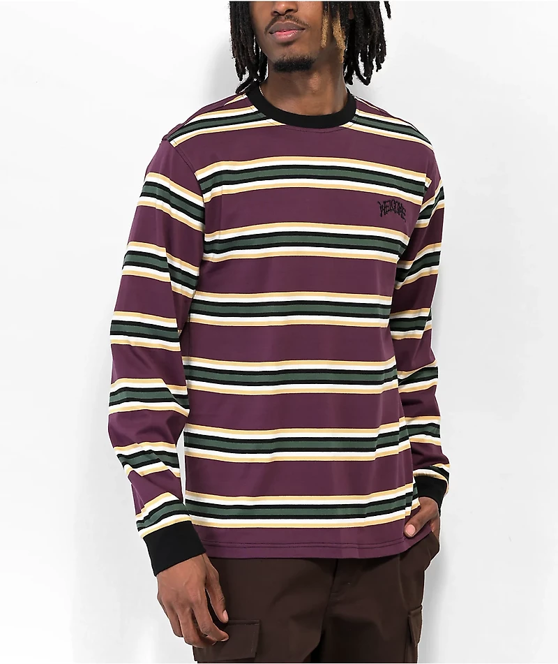 Welcome Thelema Dark Purple Stripe Long Sleeve T-Shirt