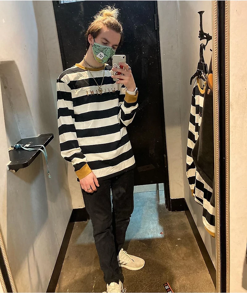Welcome Thicc Stripe Black & Bone Knit Long Sleeve T-Shirt