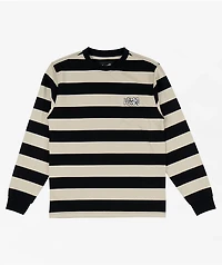 Welcome Thicc Stripe Tan & Black Long Sleeve T-Shirt
