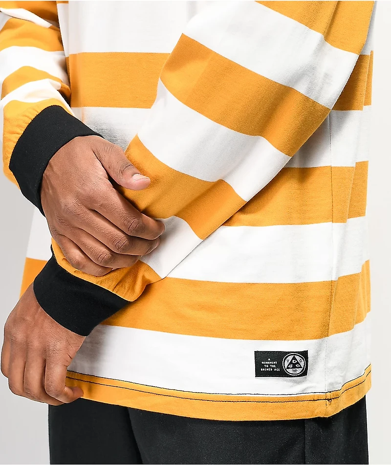 Welcome Thicc Stripe White & Gold Knit Long Sleeve T-Shirt