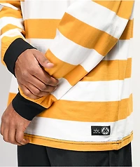 Welcome Thicc Stripe White & Gold Knit Long Sleeve T-Shirt