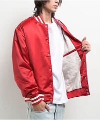 Welcome Union Thermal Satin Red Varsity Jacket