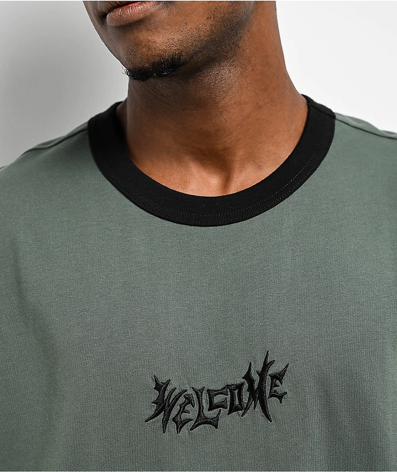 Welcome Vamp Ringer Forest & Black T-Shirt