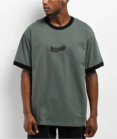 Welcome Vamp Ringer Forest & Black T-Shirt