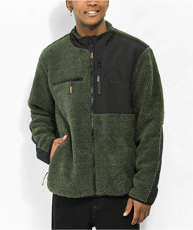 Welcome Vertex Dark Green Sherpa Jacket Liberty Center