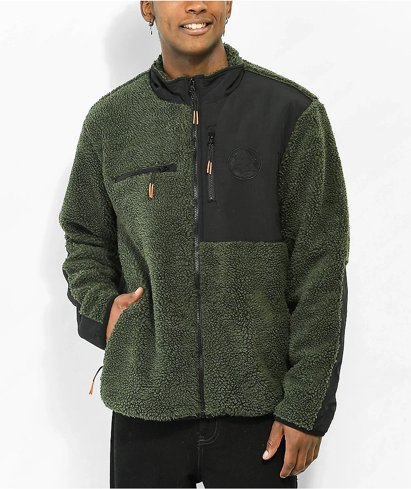 Welcome Vertex Dark Green Sherpa Jacket