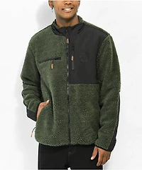 Welcome Vertex Dark Green Sherpa Jacket