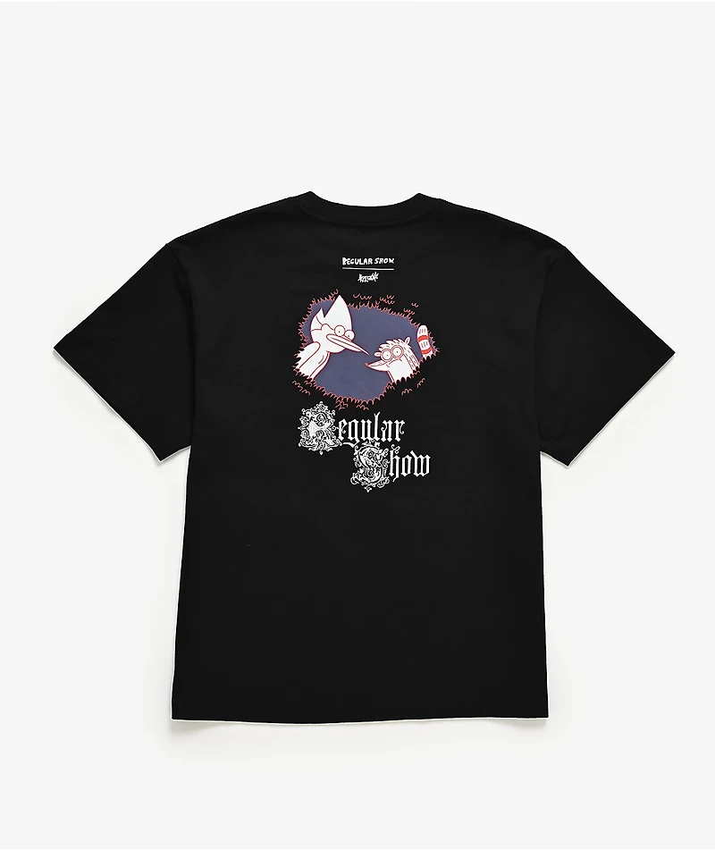 Welcome x Regular Show Golf Cart Black T-Shirt