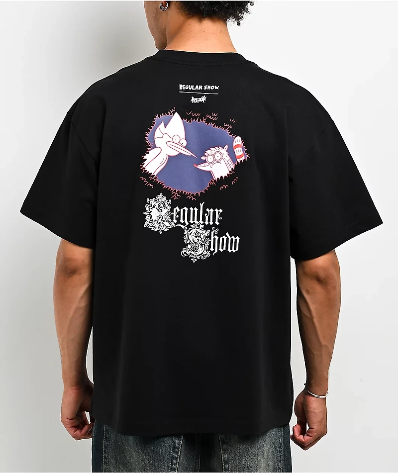 Welcome x Regular Show Golf Cart Black T-Shirt