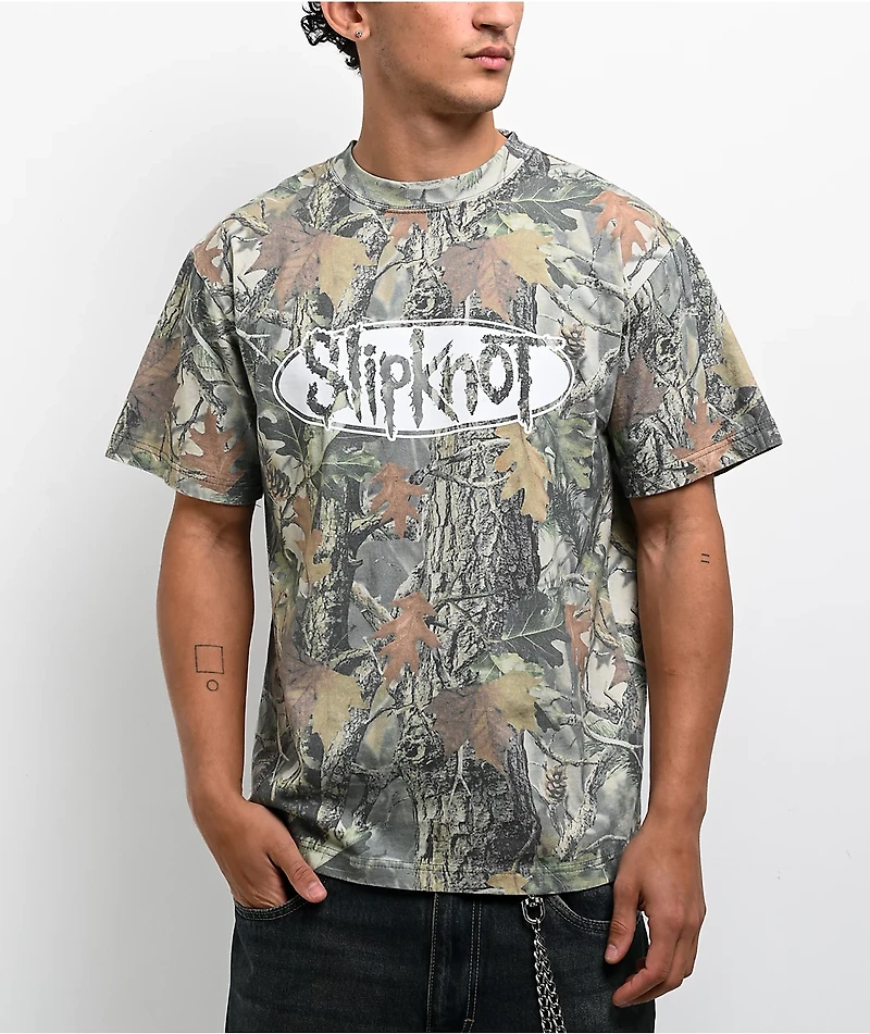 Welcome x Slipknot Oval Logo Green Camo T-Shirt