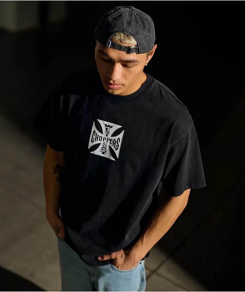 West Coast Choppers Flat Logo Black Wash T-Shirt