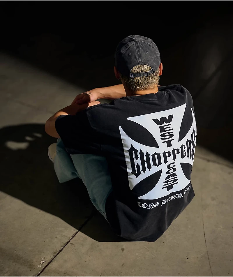West Coast Choppers Flat Logo Black Wash T-Shirt