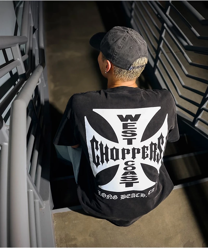 West Coast Choppers Flat Logo Black Wash T-Shirt