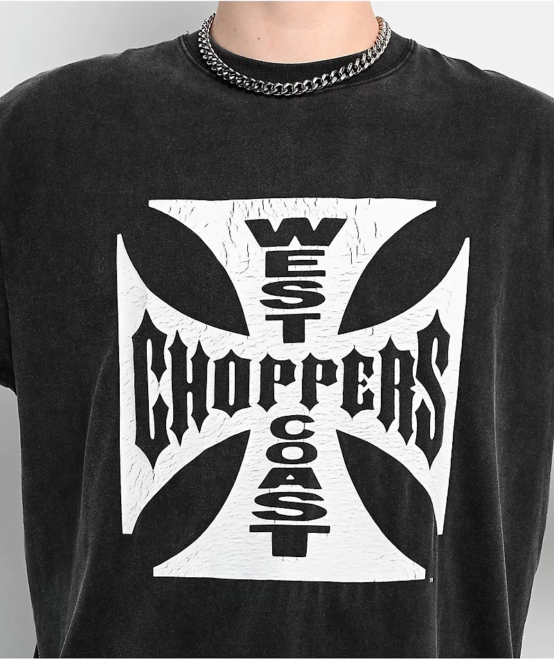 West Coast Choppers Front Cross Black Wash T-Shirt