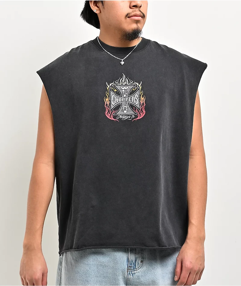 West Coast Choppers Inferno Black Wash Tank Top