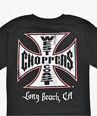 West Coast Choppers Kids Red Outline Cross Black T-Shirt