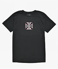 West Coast Choppers Kids Red Outline Cross Black T-Shirt