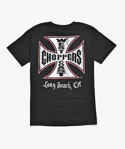 West Coast Choppers Kids Red Outline Cross Black T-Shirt