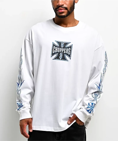 West Coast Choppers Pinstripe White Long Sleeve T-Shirt