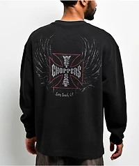 West Coast Choppers Rebel Wings Black Wash Thermal Long Sleeve T-Shirt