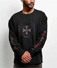West Coast Choppers Rebel Wings Black Wash Thermal Long Sleeve T-Shirt