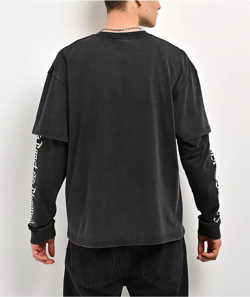 West Coast Choppers Shadow Black Wash 2fer Long Sleeve T-Shirt