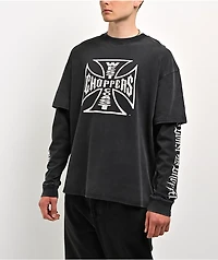 West Coast Choppers Shadow Black Wash 2fer Long Sleeve T-Shirt