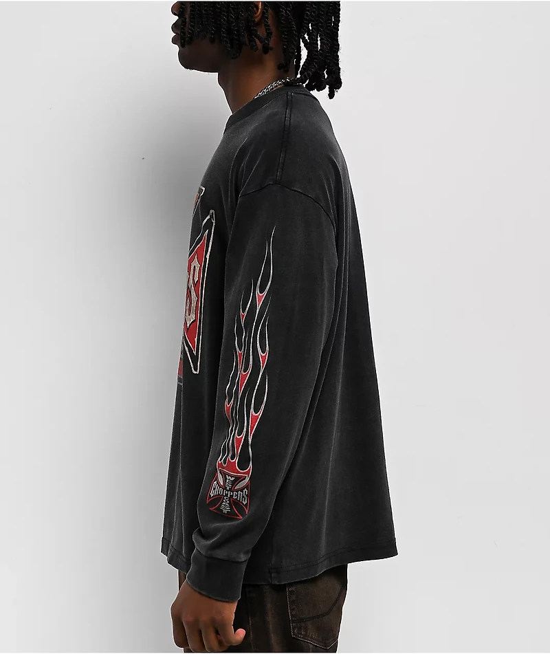 West Coast Choppers Sleight Of Hand Black Wash Long Sleeve T-Shirt