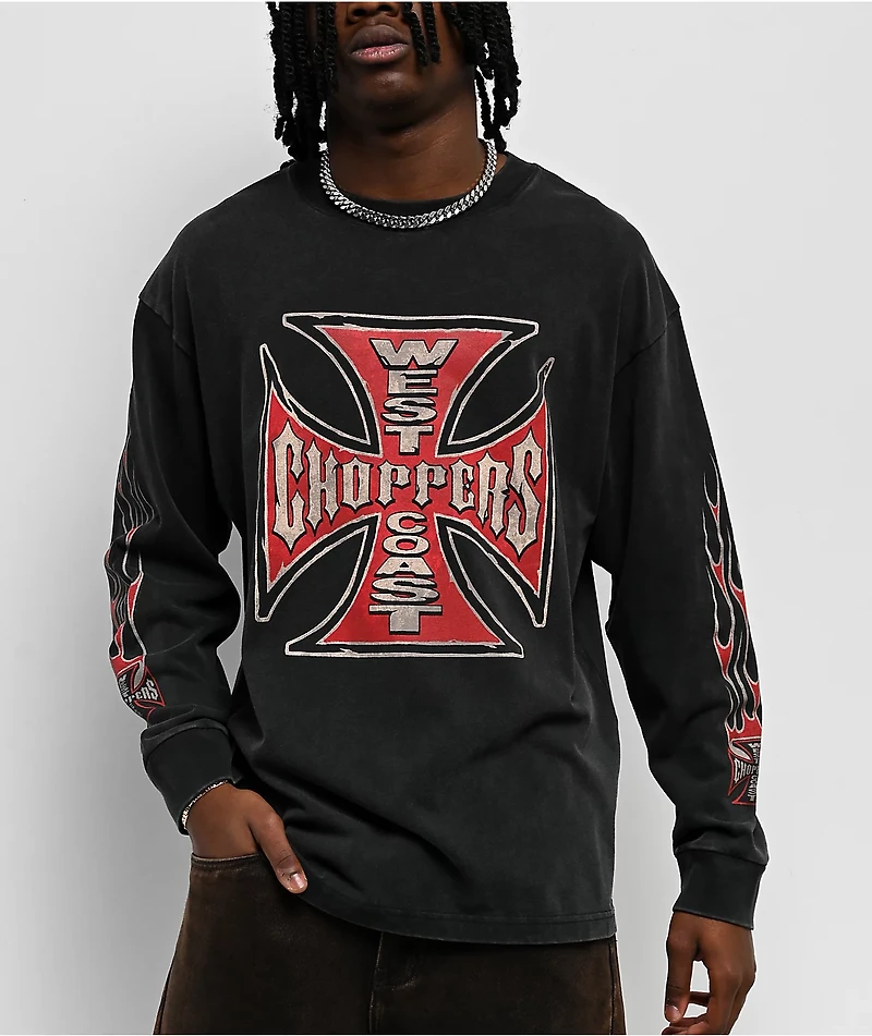West Coast Choppers Sleight Of Hand Black Wash Long Sleeve T-Shirt