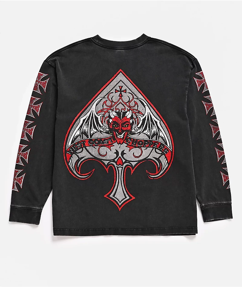 West Coast Choppers Spades Black Wash Long Sleeve T-Shirt